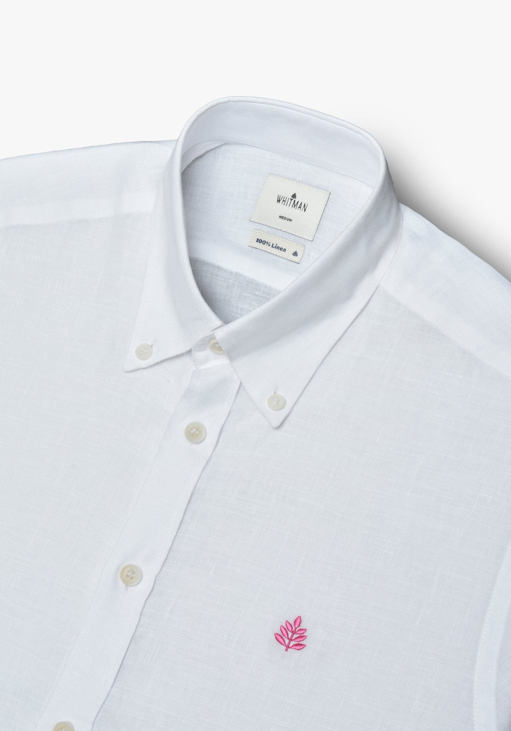 Camisa Lino Cuello Button Down Blanco - imagen 2