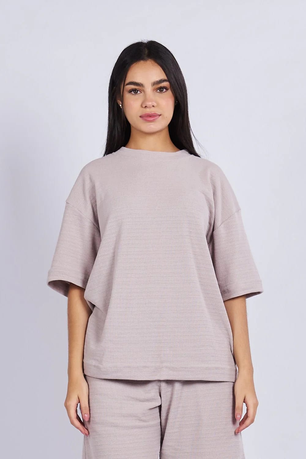 Camiseta oversize textura horizontal Caqui - imagen 1