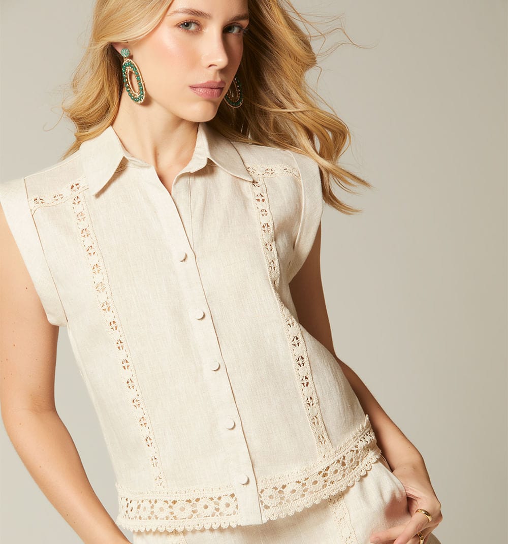Blusa sisa con encajes crochet - imagen 3
