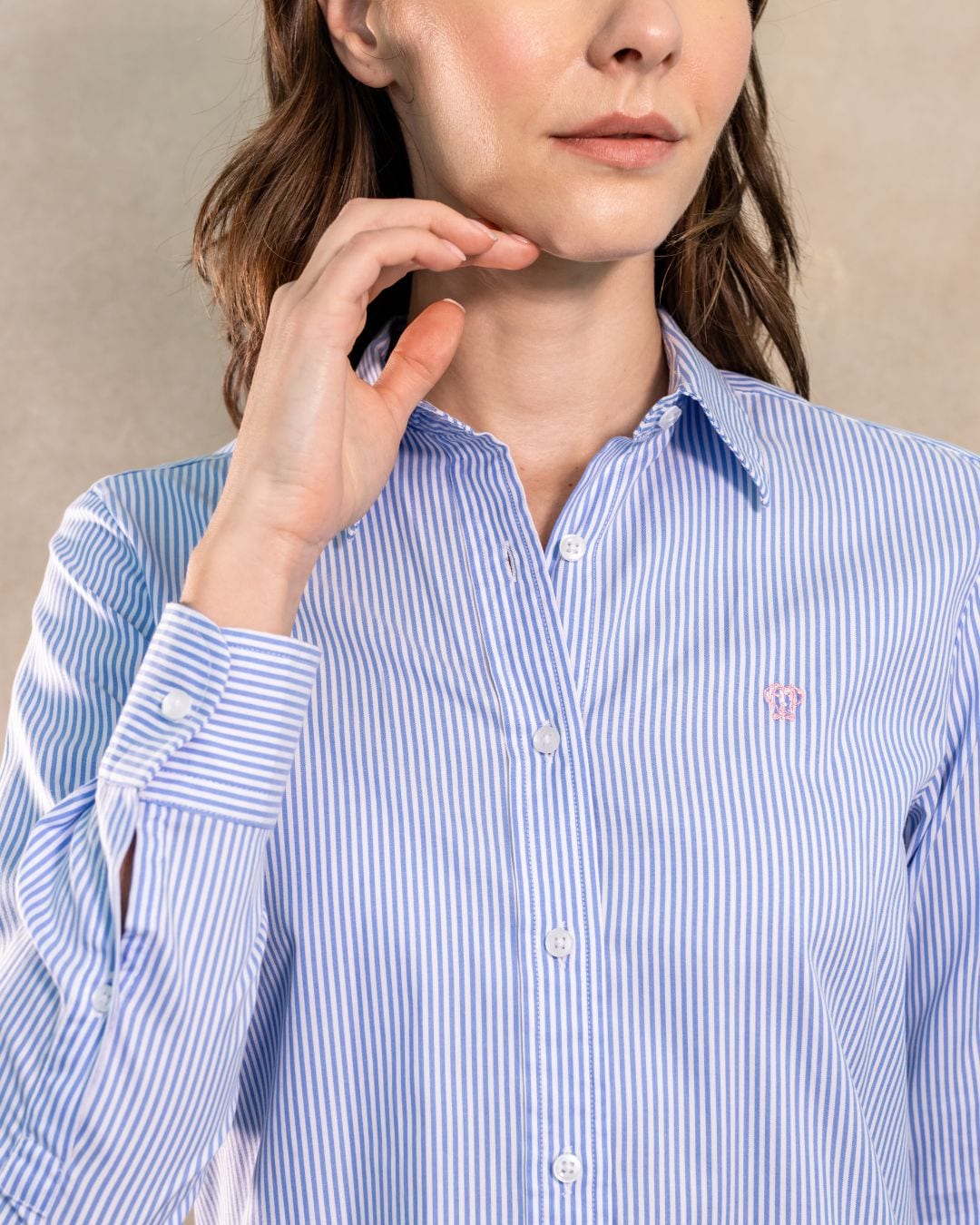 Camisa Antimanchas Oxford de Mujer Rayas Azul Yale - imagen 2