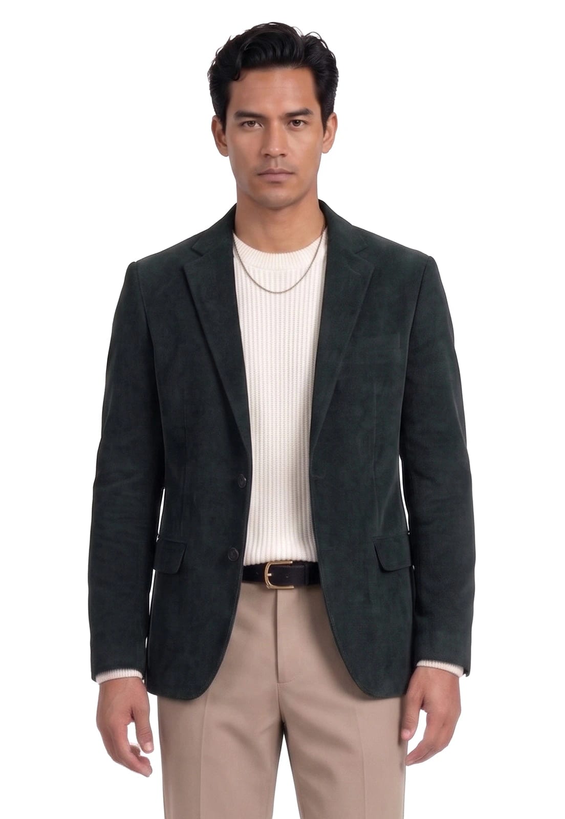 Blazer verde botella solapa clásica - imagen 1