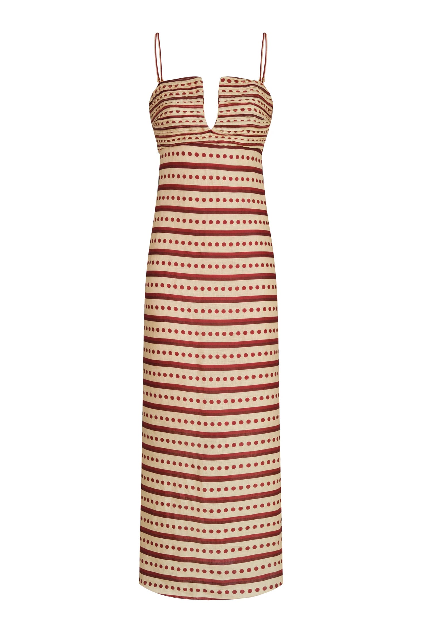 Antigüa Linen Midi Dress / Red Stripes - imagen 1