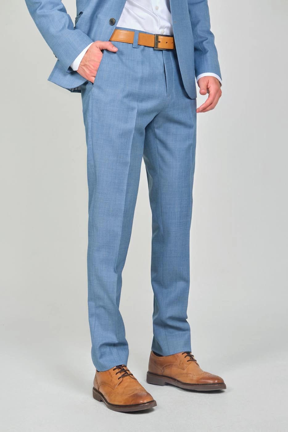 Traje Formal Sobre Medida Paño Tropical Azul Claro - imagen 3
