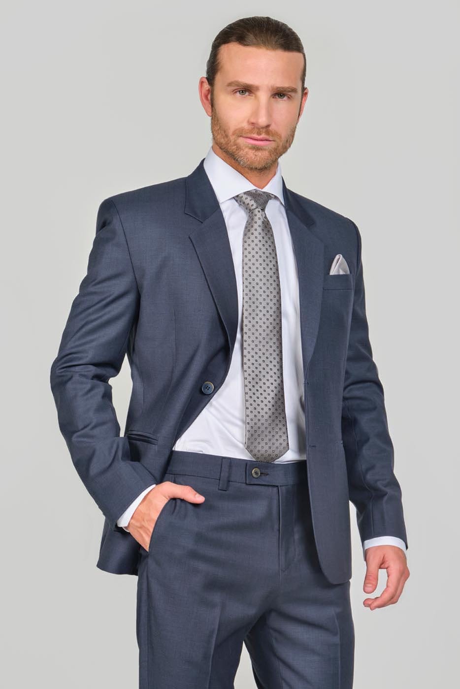 Traje Formal Sobre Medida Paño Tropical Gris Plomo - imagen 1