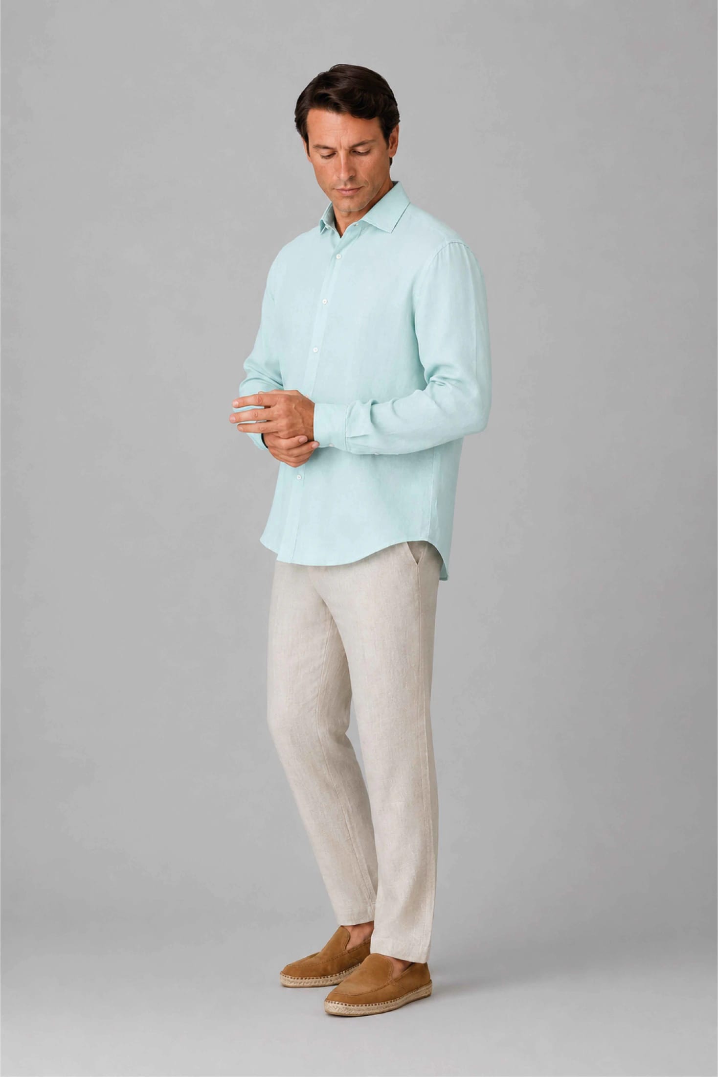 Men's linen shirt ice blue - imagen 3