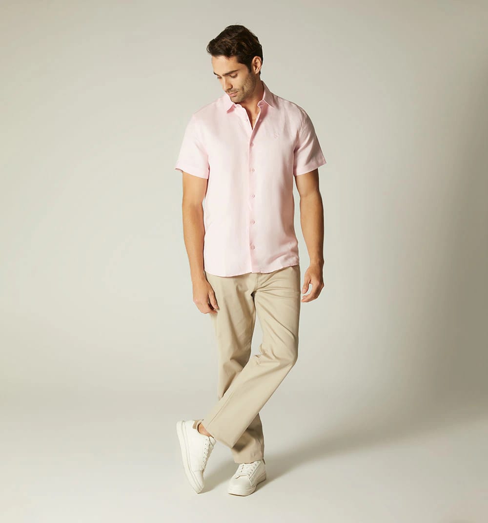 Camisa  para  hombre  en lino  manga cor - imagen 6
