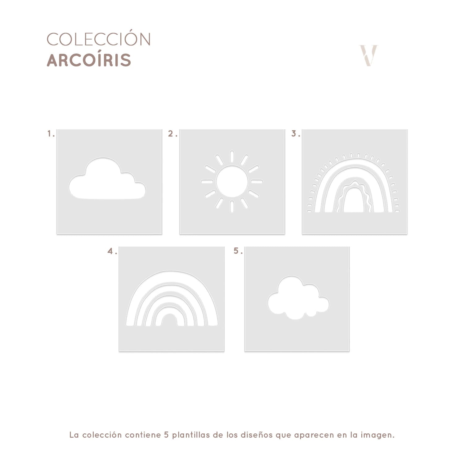 Plantillas para pintar, Vamarú Stencils, Colección Arcoíris 25x25cm, 5und - imagen 2