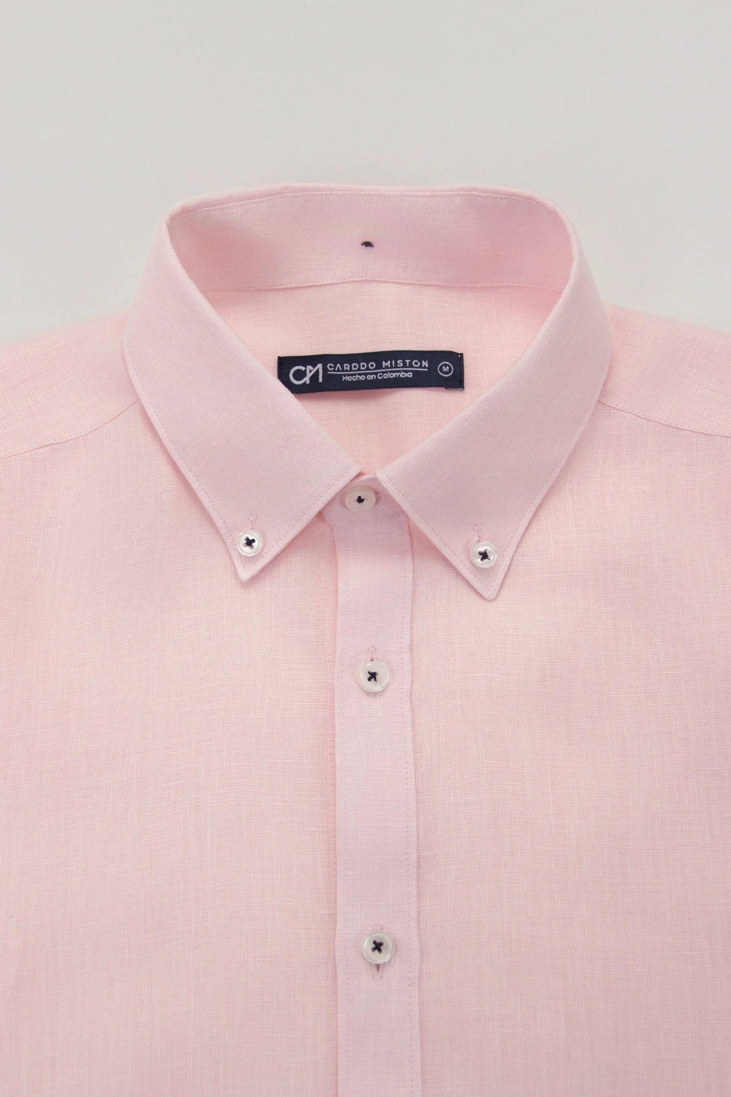 Camisa Button Down Lino Rosa Bebé - imagen 2