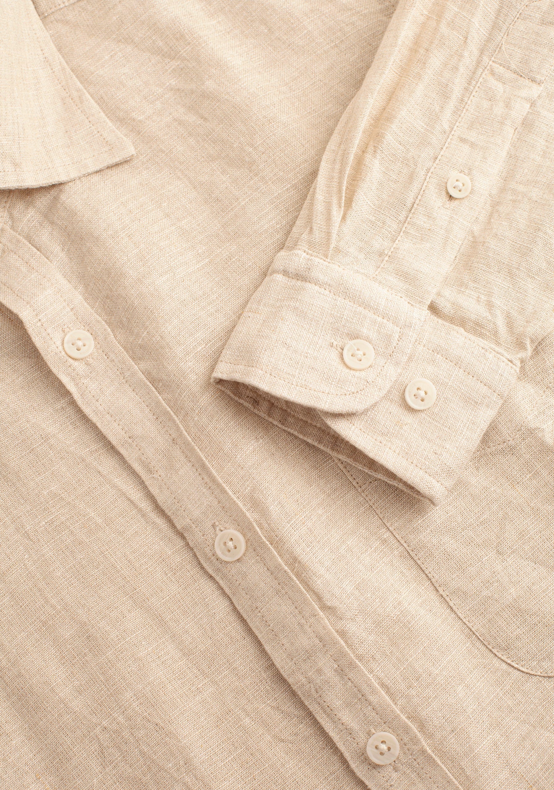 Camisa H CI Lino Unicolor Bols Avena - imagen 3