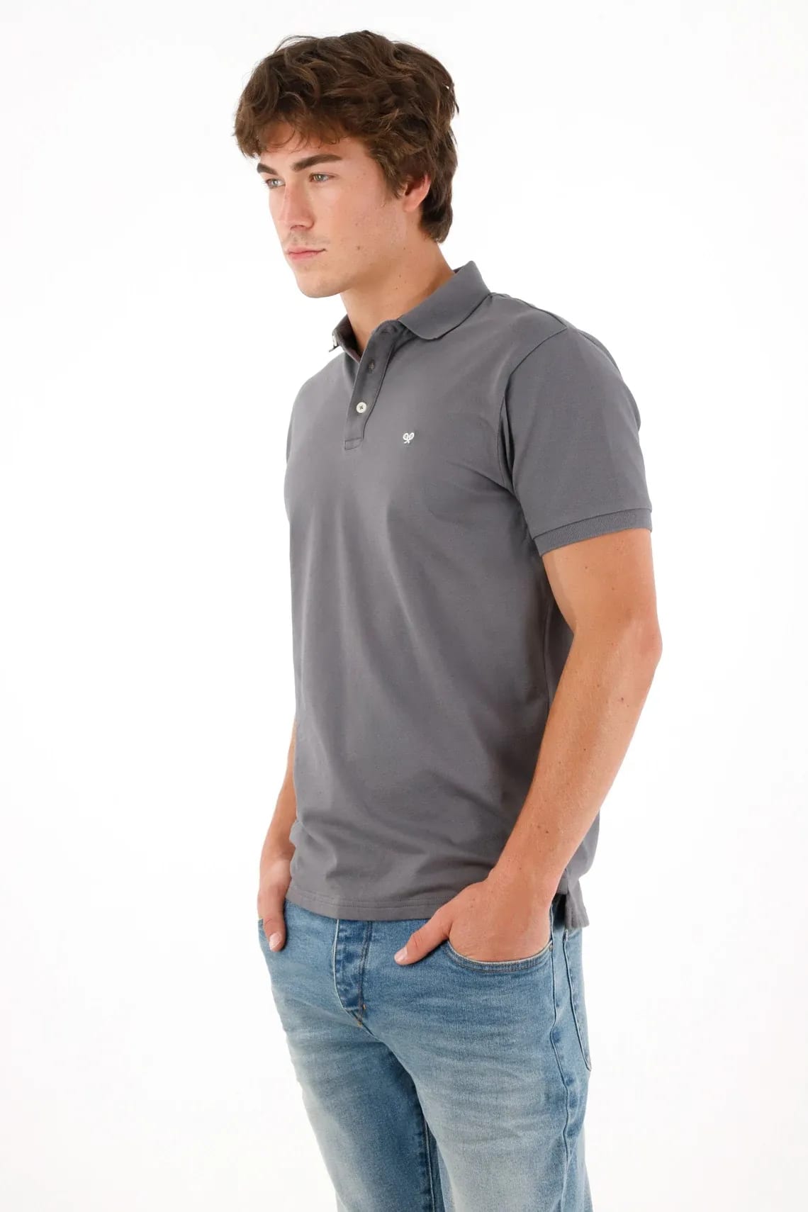 Polo con mini raqueta gris con acabado ligero para hombre - imagen 6
