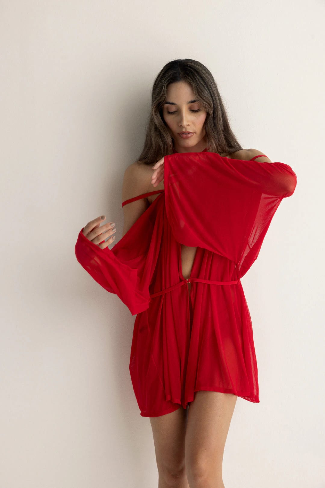 KIMONO VOILE ROJO CEREZA - imagen 4