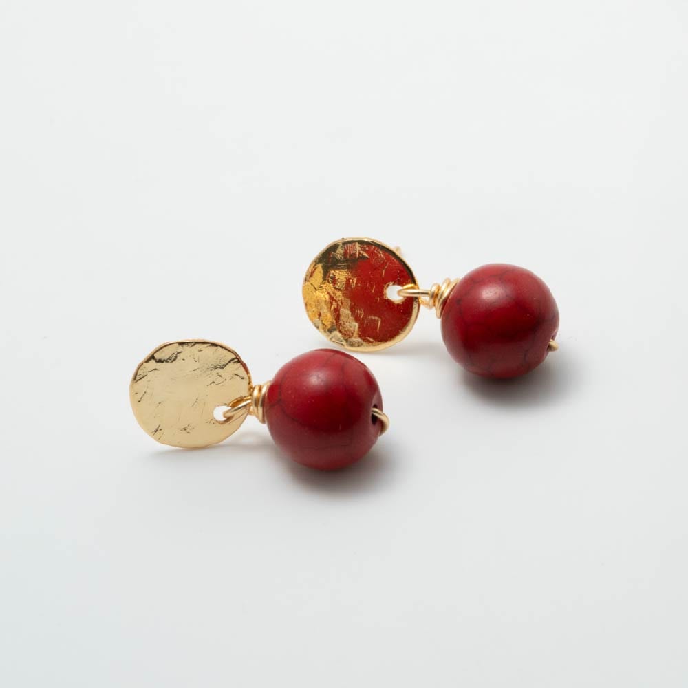 Aretes Topo Rojo Coral - imagen 1