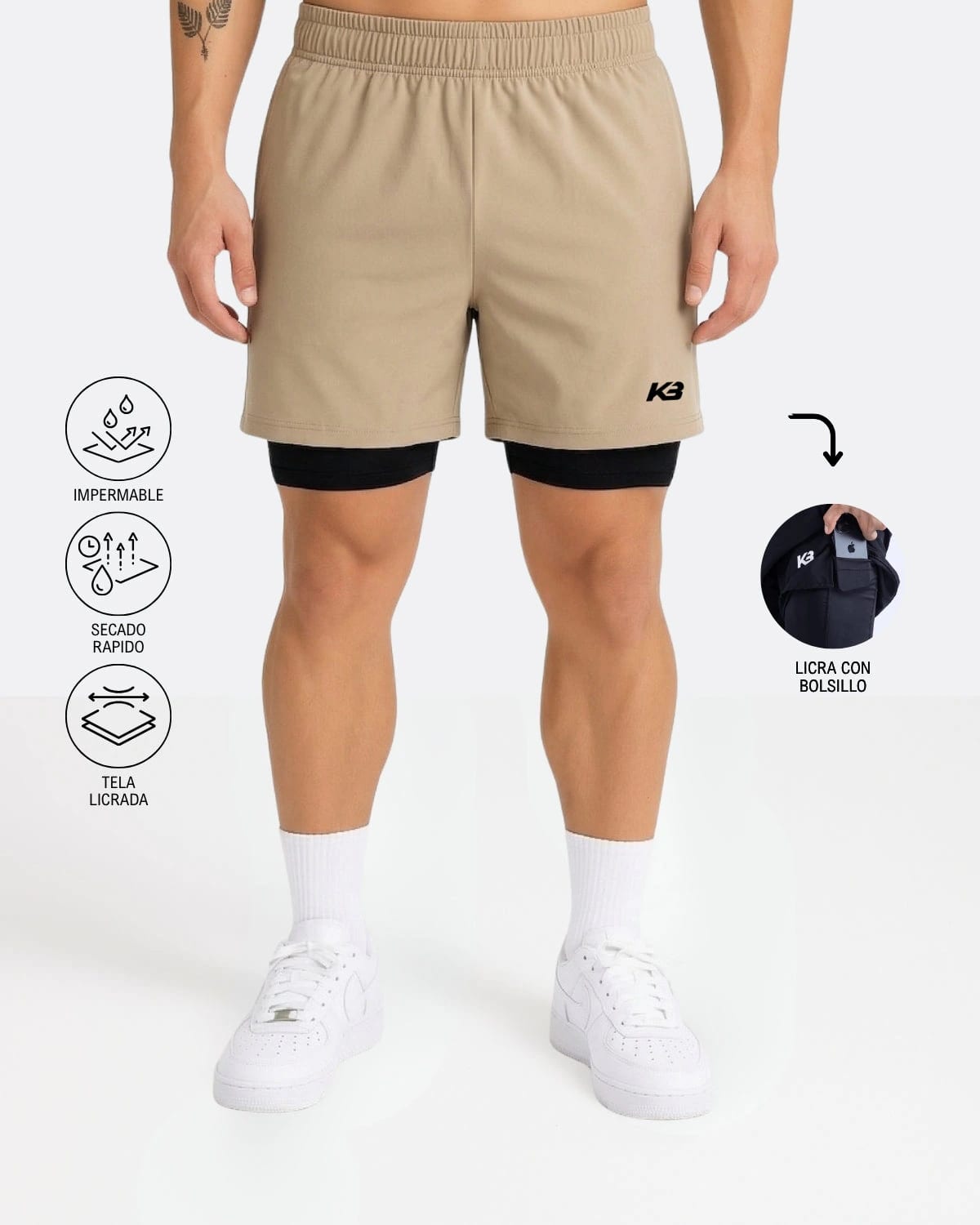 Pantaloneta Con Licra Y Bolsillo┃KBMEN RF.103 - imagen 10