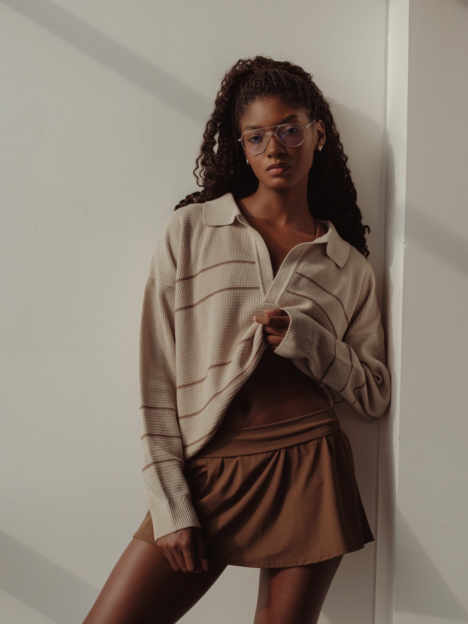 SPORTY MINI SKIRT - SEPIA - imagen 2