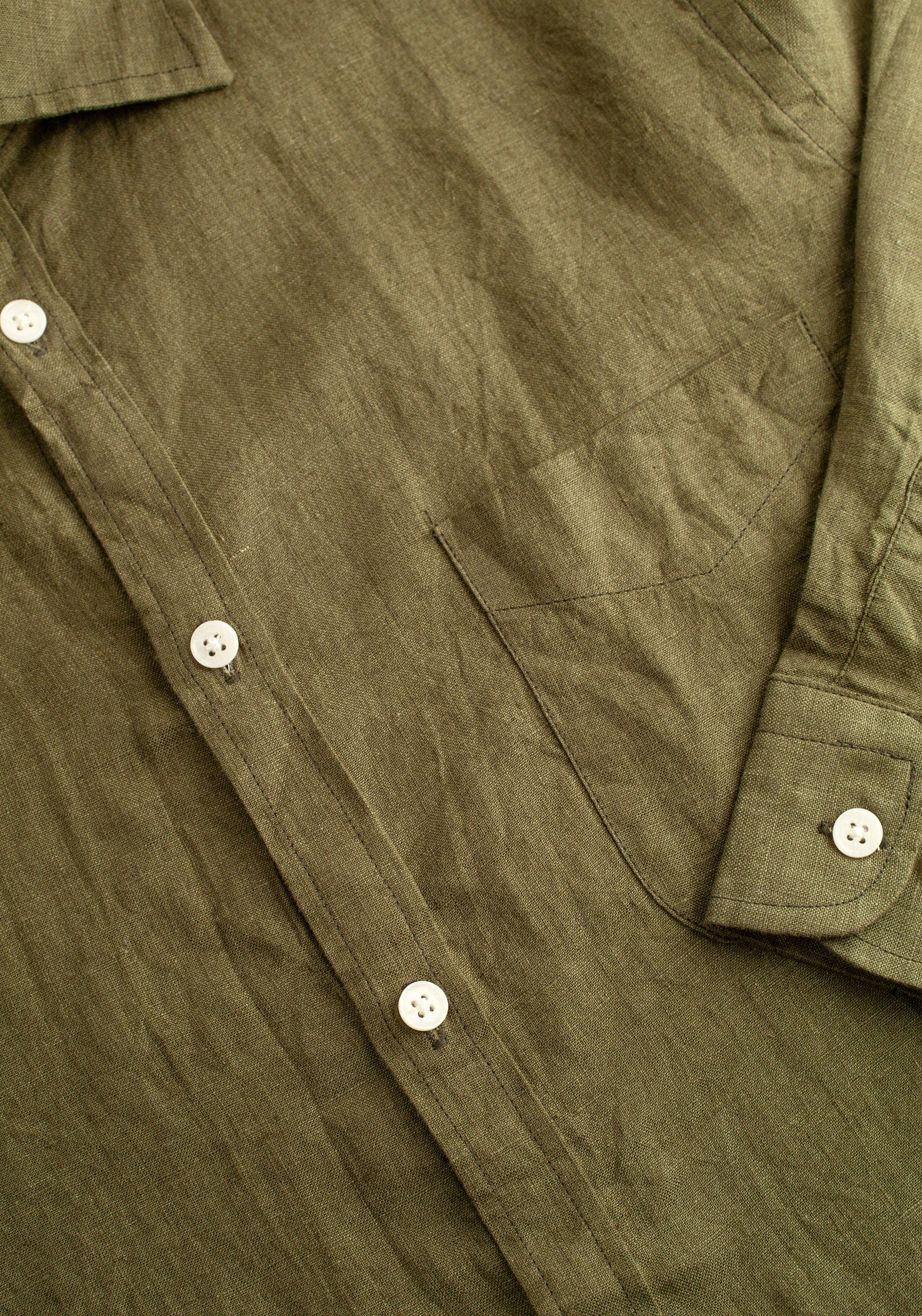 Camisa H CI Lino Verde Olive - imagen 3