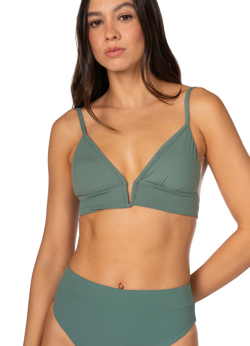 Maaji Eucalyptus Green Parade Long Line Triangle Bikini Top - imagen 5