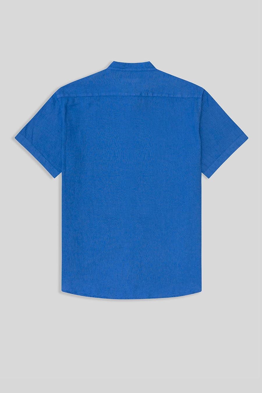 men’s linen shirt mao blue intense basic - imagen 2