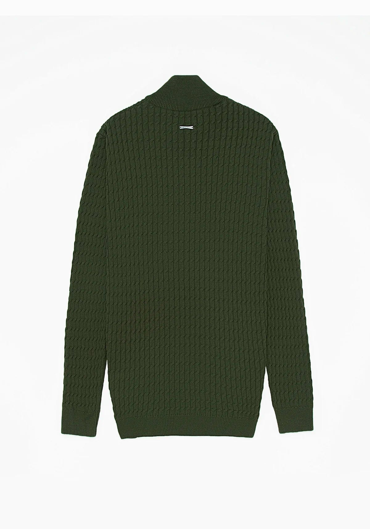 Saco Trenzado Half Zip Algodón Verde Militar - imagen 4