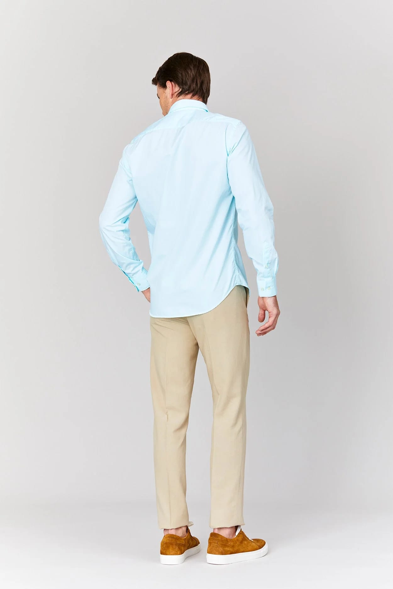 Men's cotton shirt turquoise muslin - imagen 5