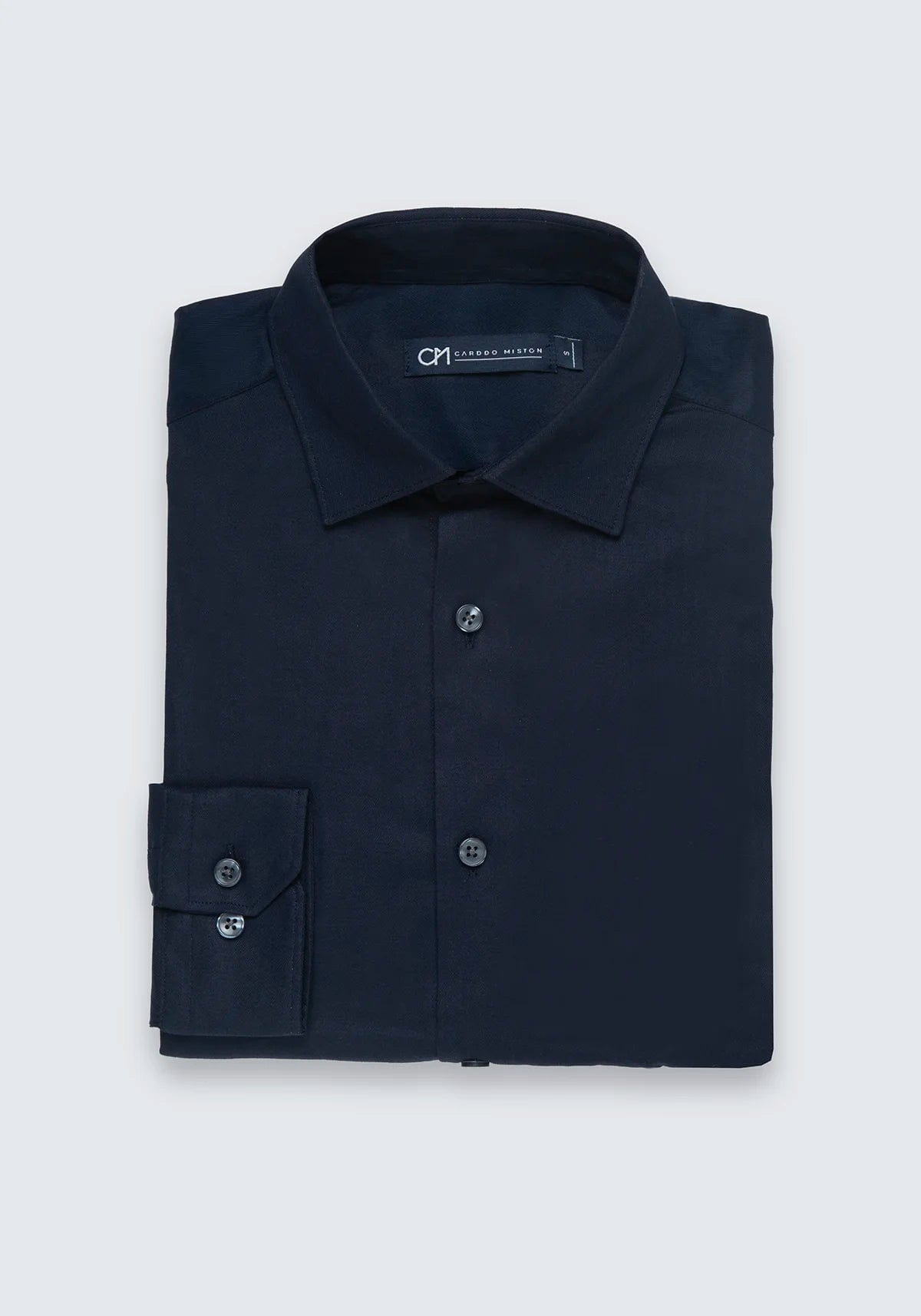 Camisa Dobby Espina de Pescado Algodón Azul Oscuro - imagen 5
