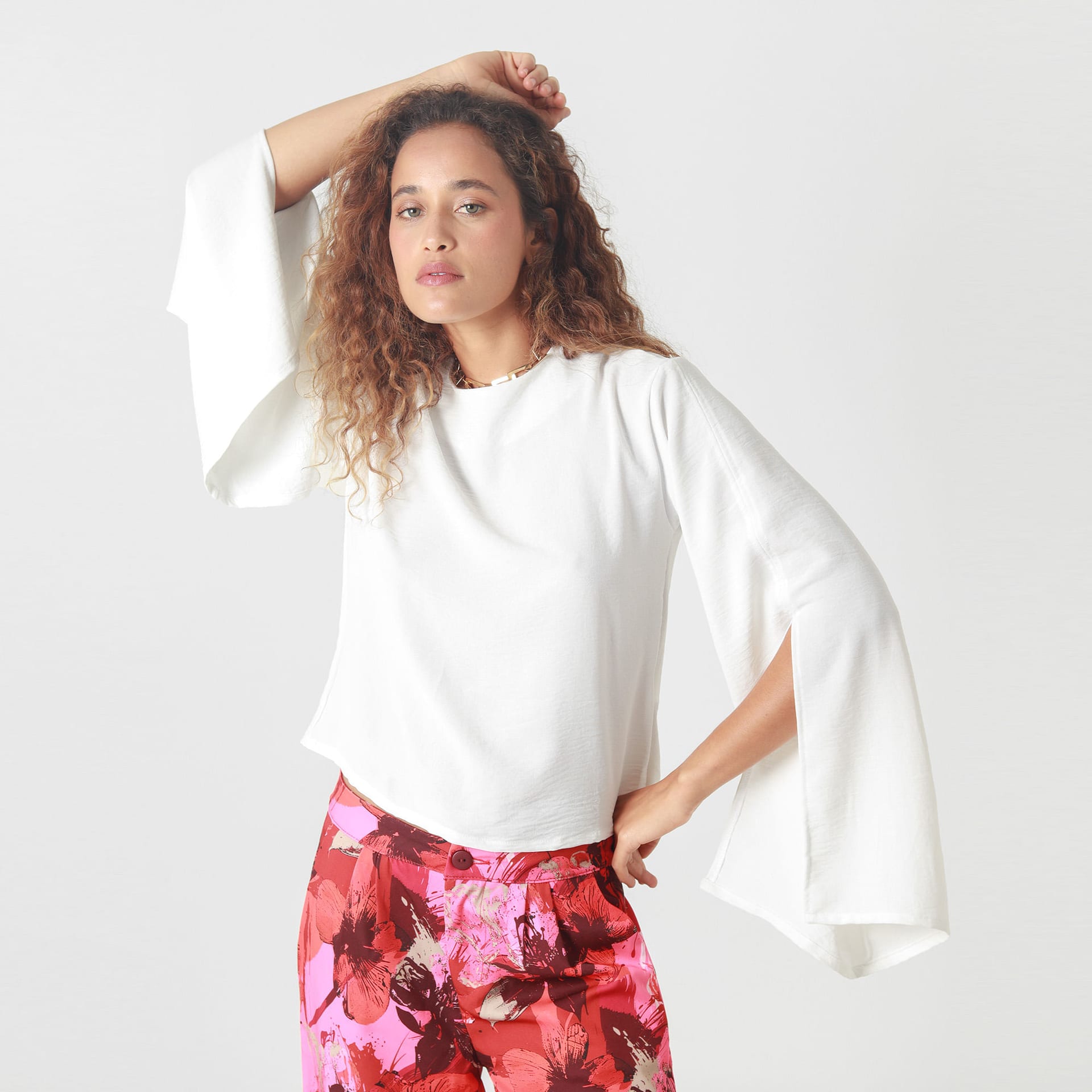 Blusa Cuello Redondo Manga Abierta - imagen 6