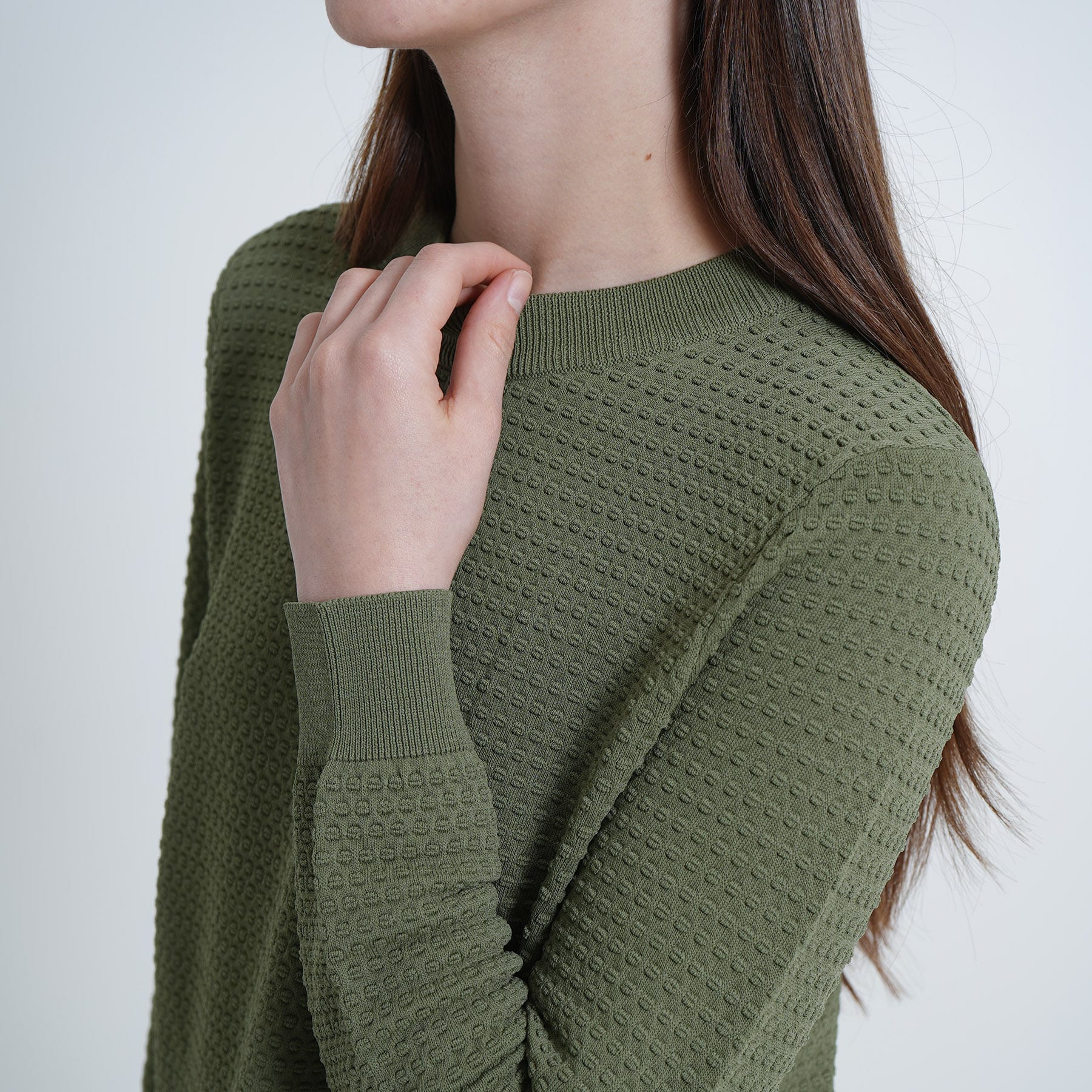 Sweater tejido texturizado cuello redondo manga larga - imagen 8