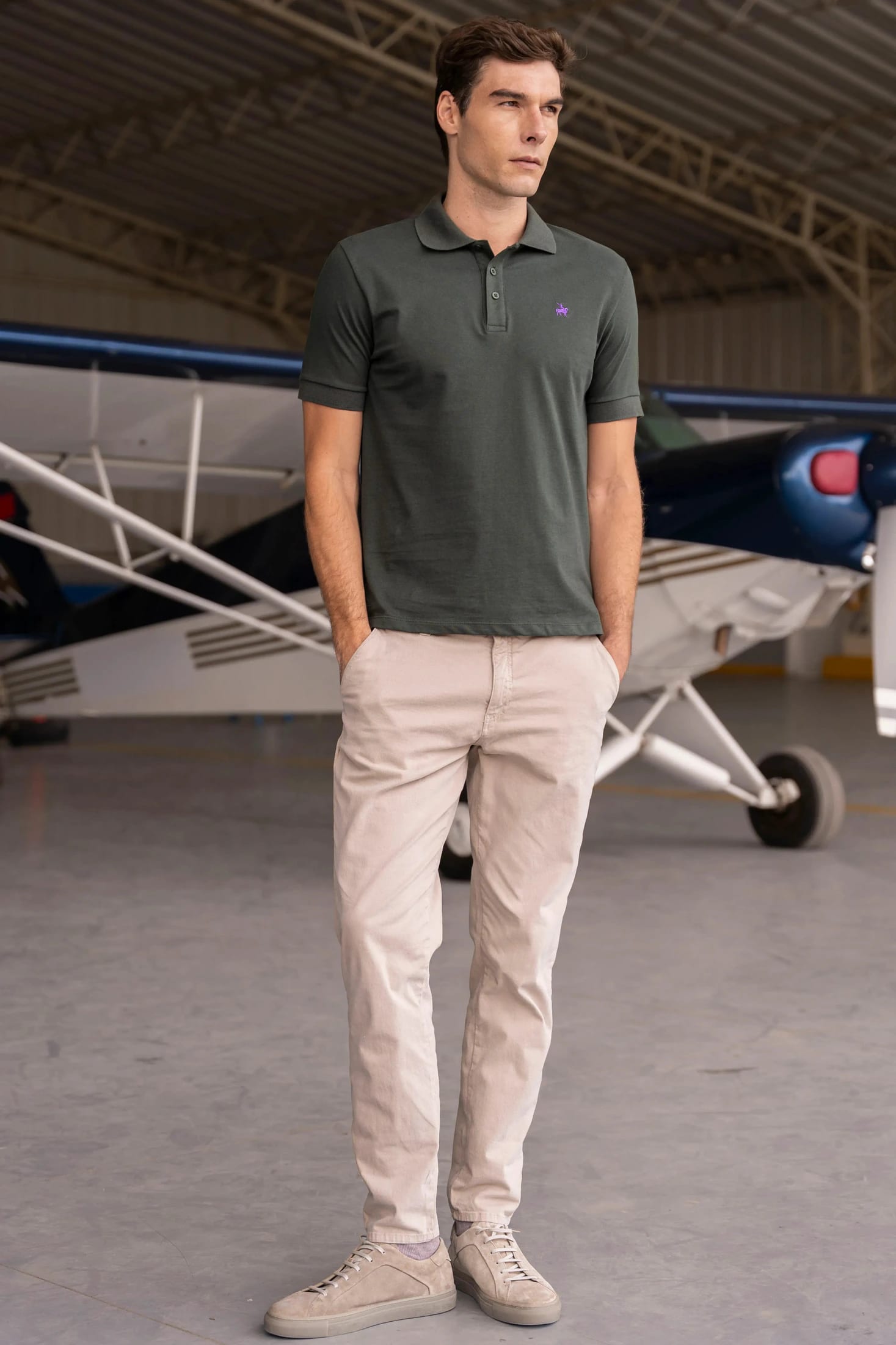 Camiseta Polo Basic Hombre Verde Militar - imagen 2