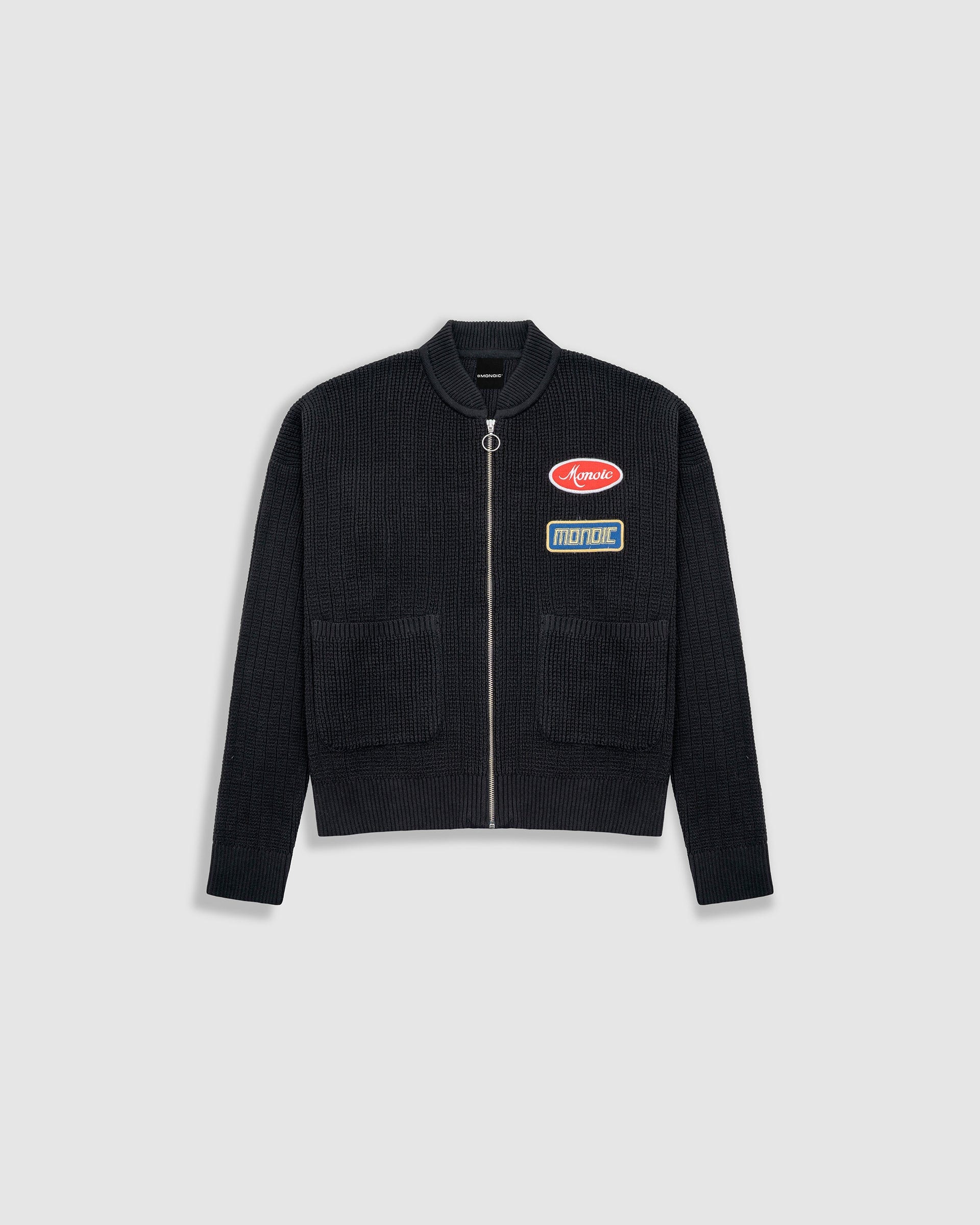 Zip Up Knit Bomber Jacket - Negro - imagen 1