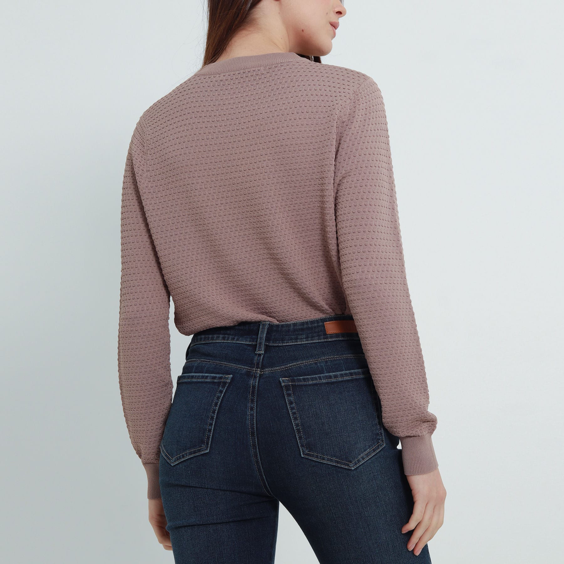 Sweater tejido texturizado cuello redondo manga larga - imagen 3