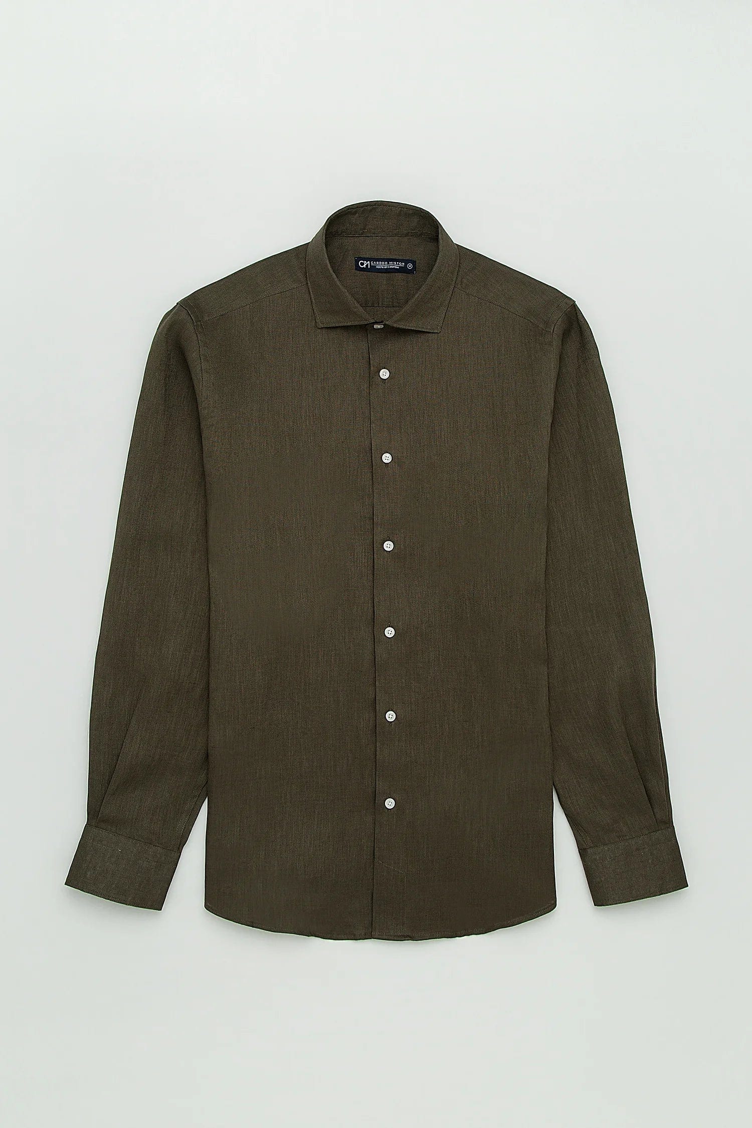Camisa Button Under Lino Verde Oliva - imagen 1