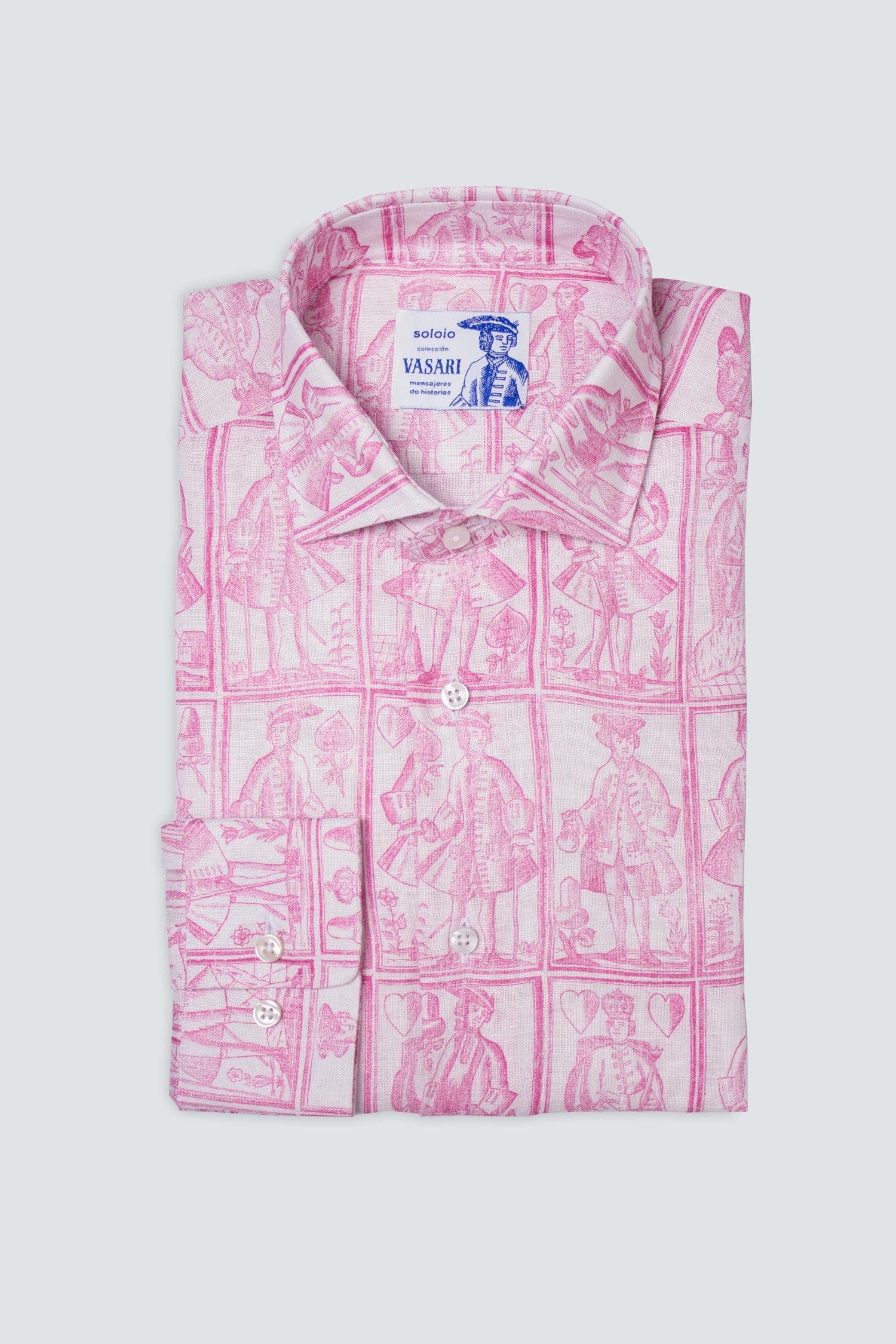 Men's linen shirt pink cards - imagen 5