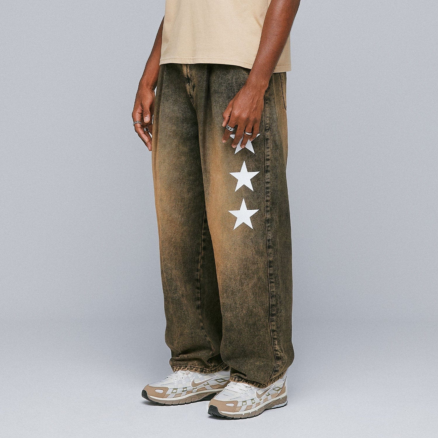 Lounge Printed Denim Pants - Brown - imagen 2