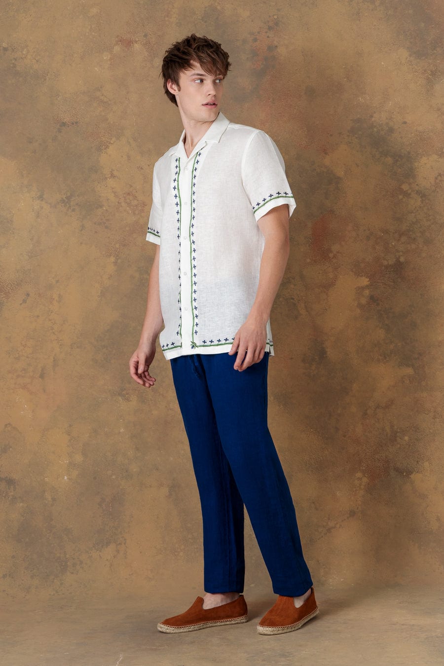 Men's linen shirt bowling acantha white - imagen 3