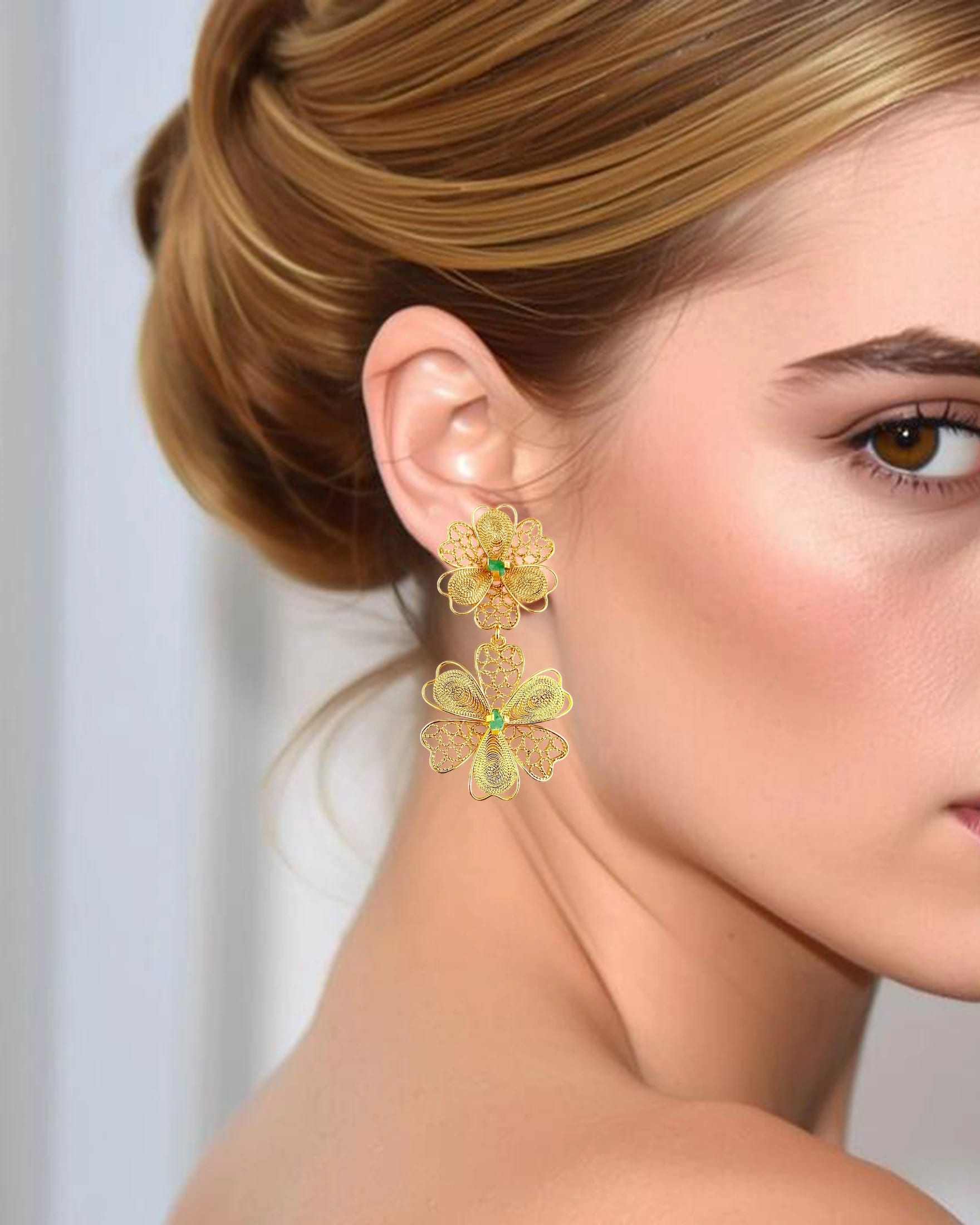Aretes doble flor, Barbara - imagen 2