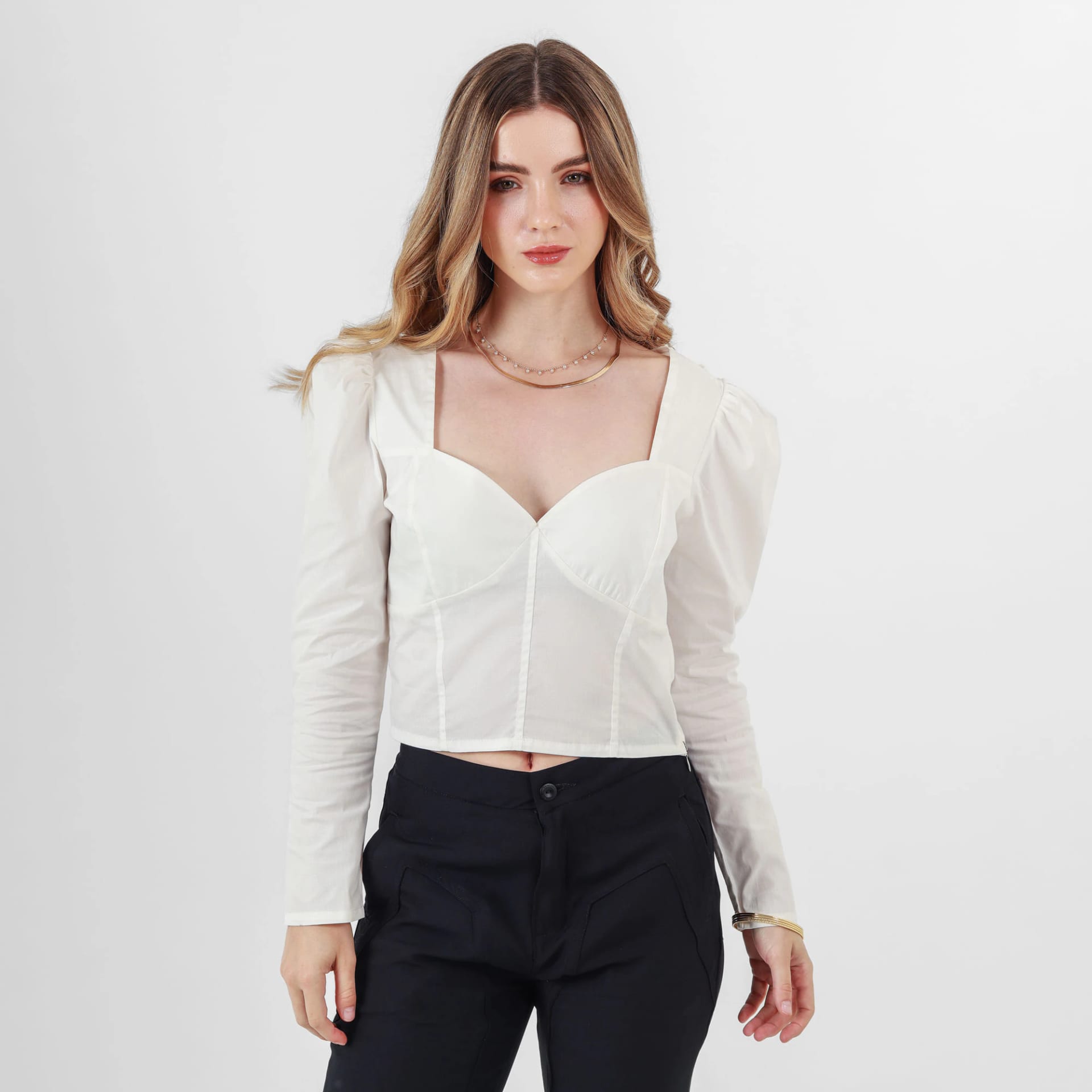 Blusa Cuello V Manga Larga - imagen 1