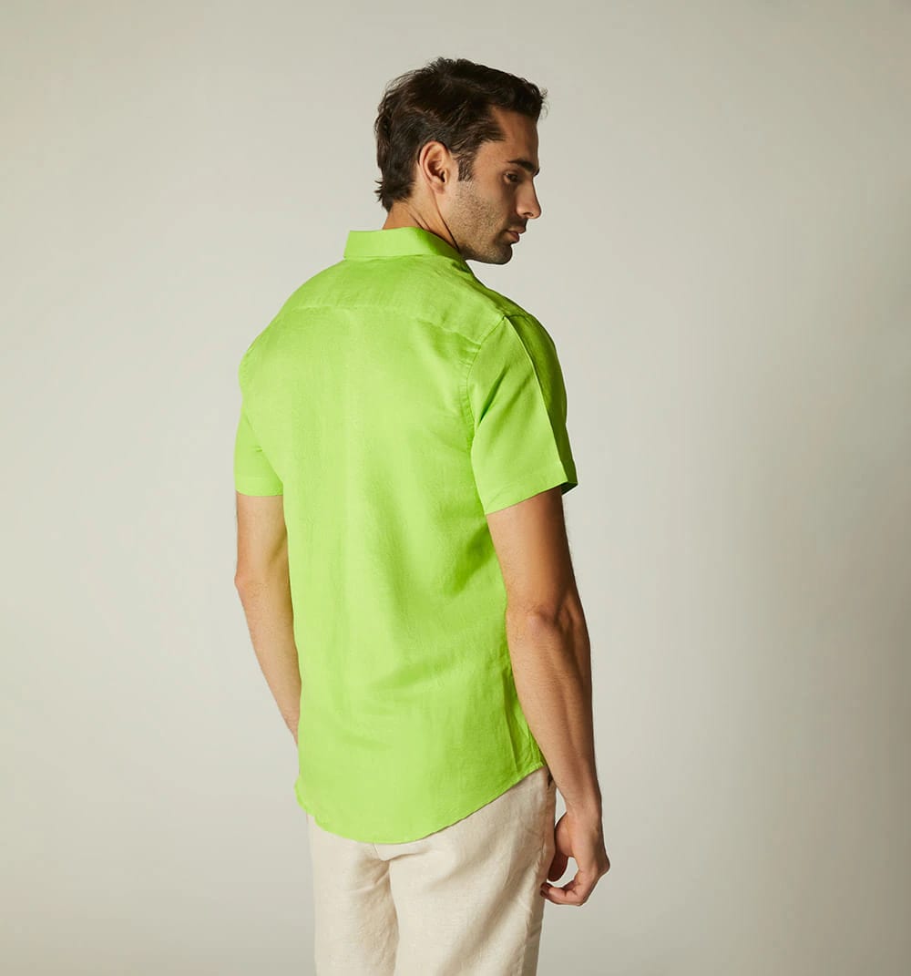 Camisa  para  hombre  en lino  manga cor - imagen 12
