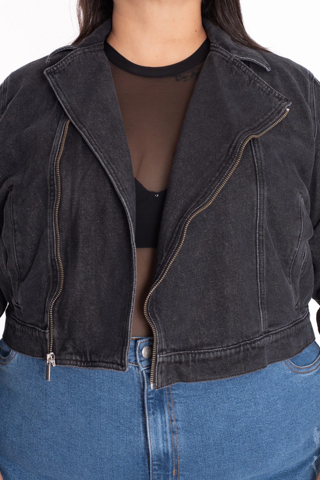 Chaqueta Biker Denim Negro - imagen 7