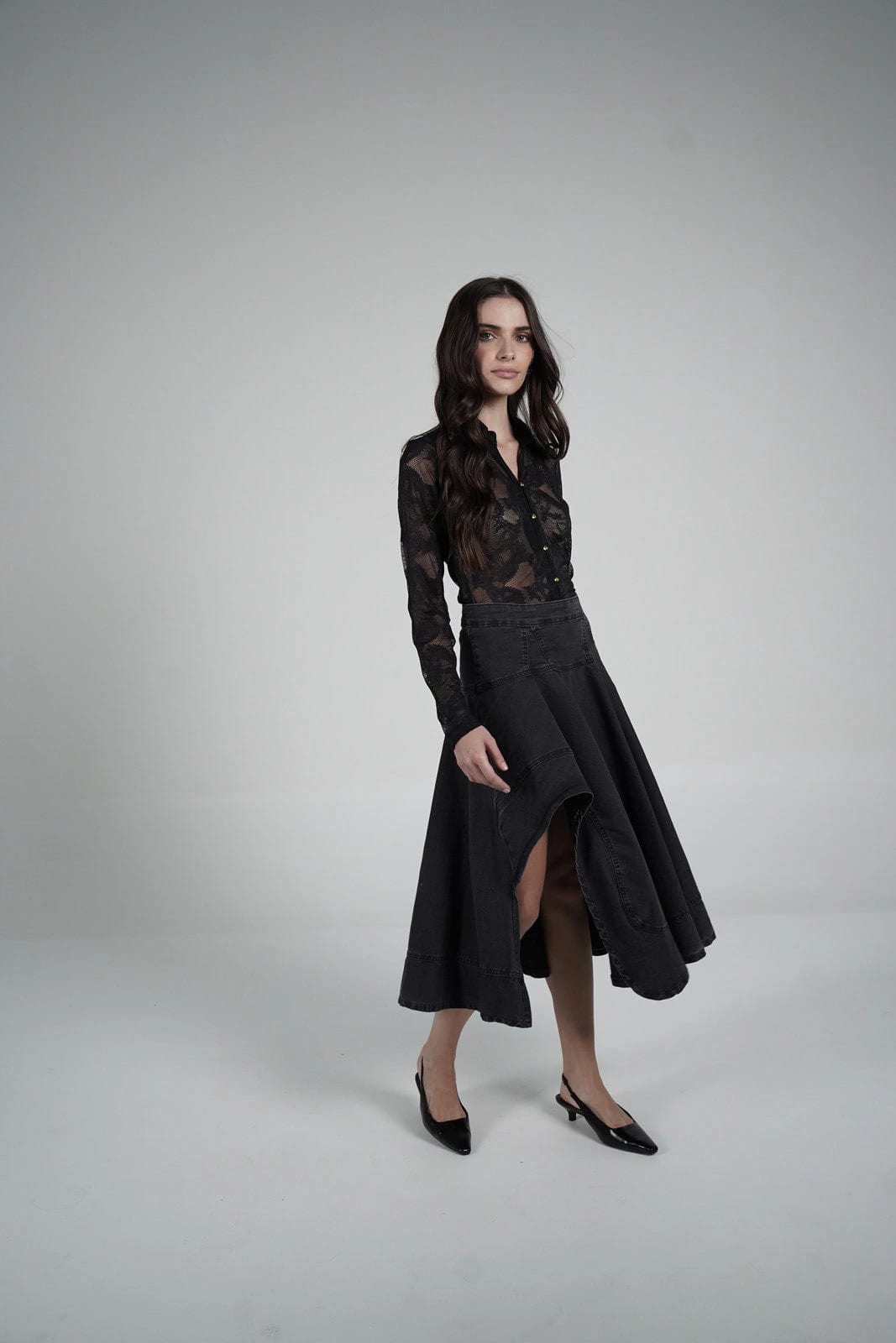 Black asymmetrical skirt - imagen 9