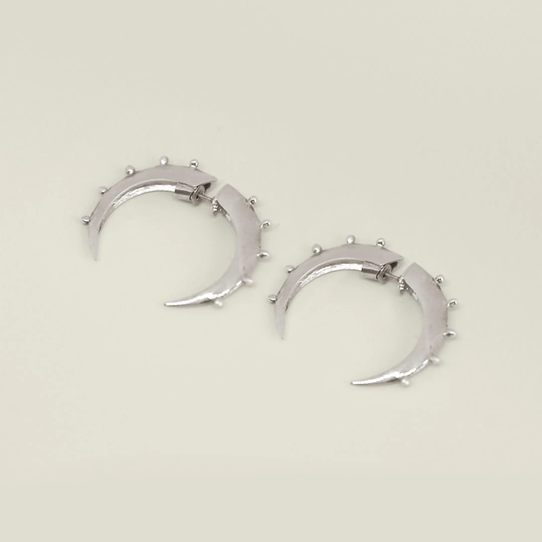 Mini Crescent Hoops Silver - imagen 1