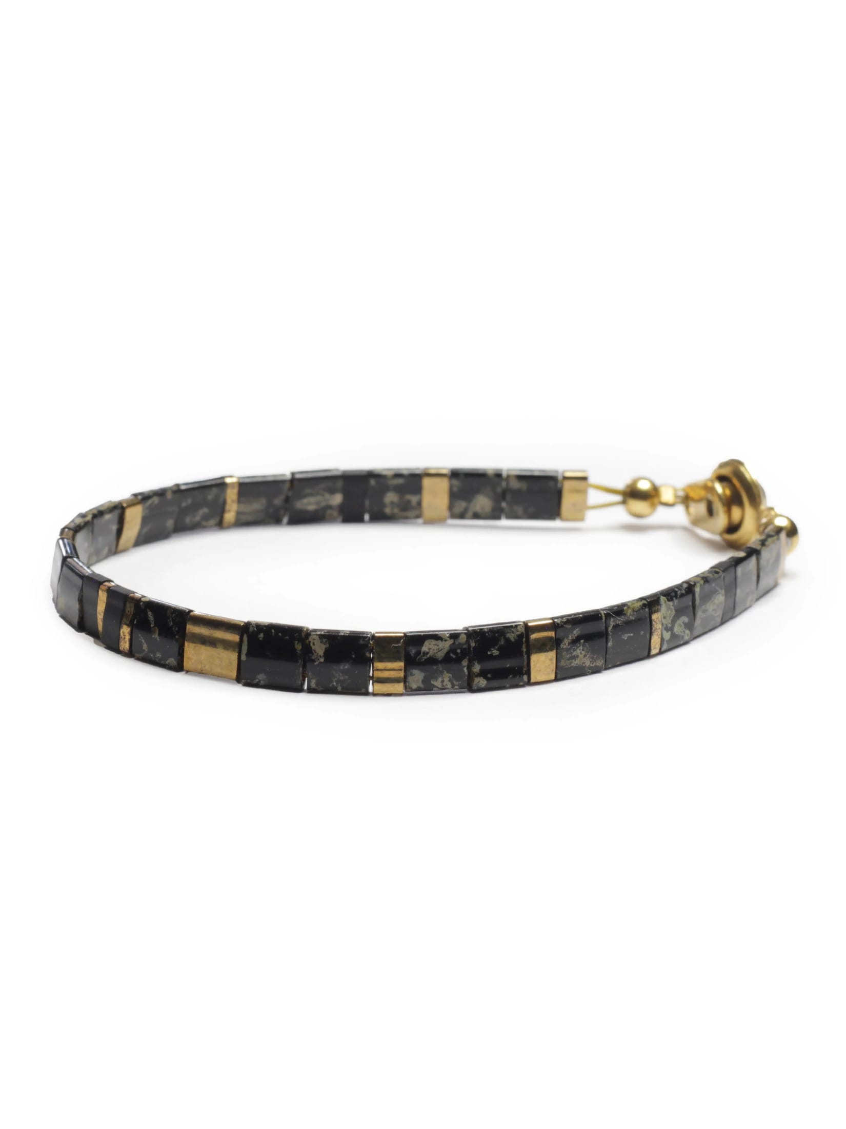 Brazalete Miyuki Tila Marmol Negro 5mm - imagen 1