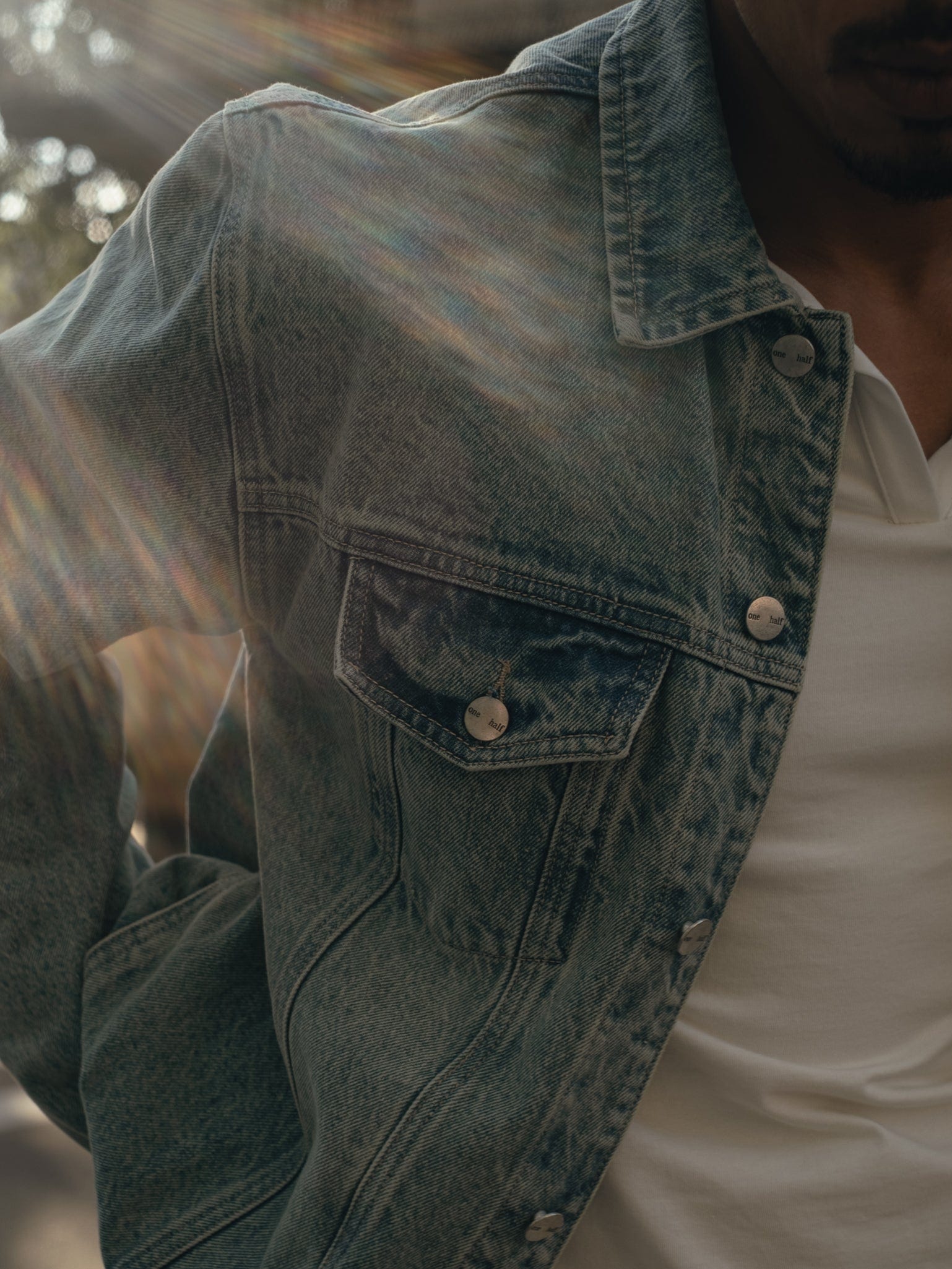 DENIM OVERSIZED JACKET - DIRTY CLEAR BLUE - imagen 6