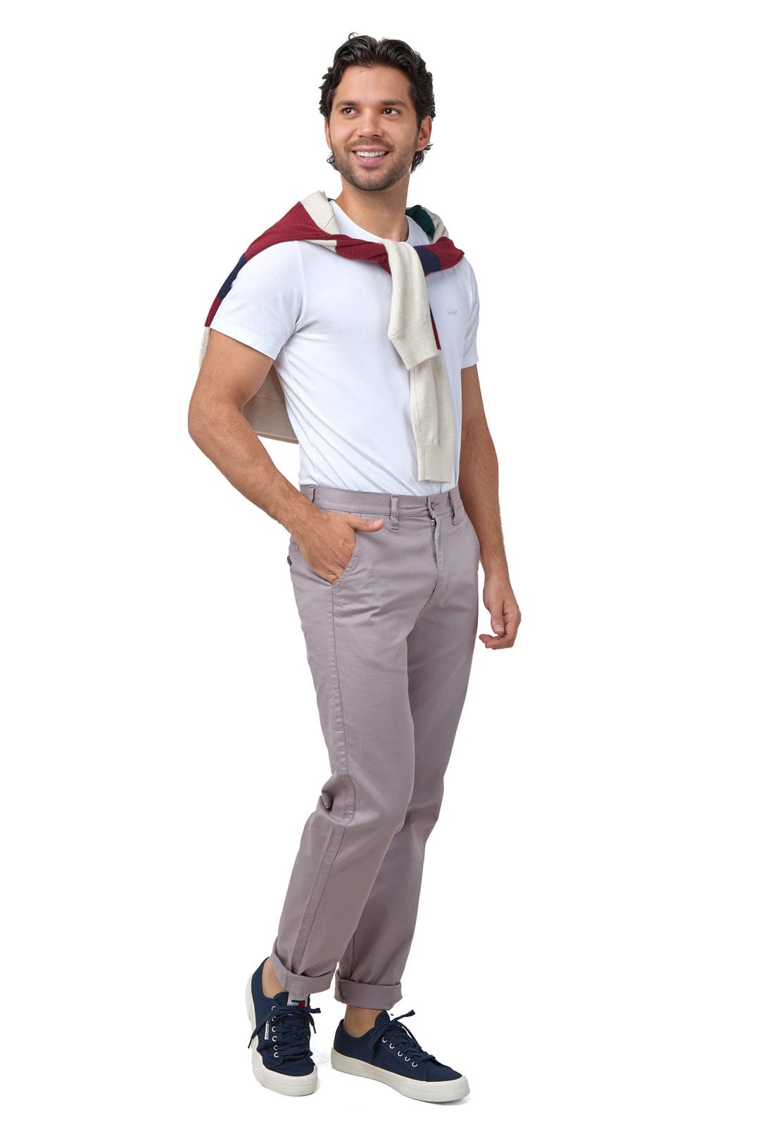 Pantalon dril gris lila con spandex - imagen 8