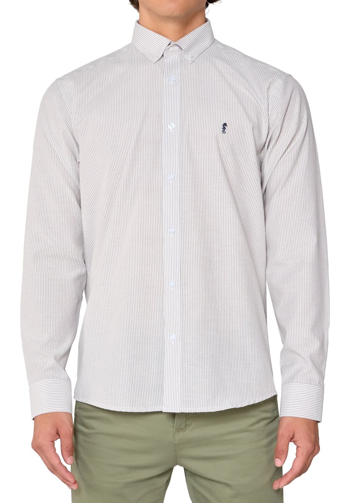 Camisa Manga Larga Oxford Rayas Grises - imagen 4