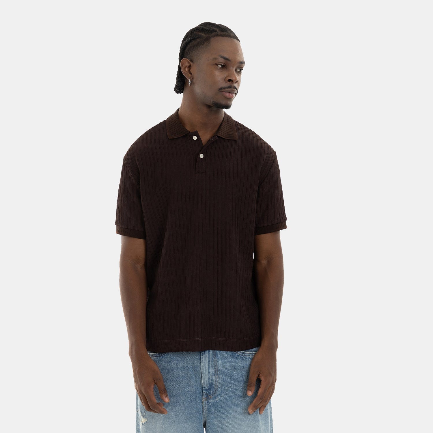 Refined Polo Knit Chocolate - imagen 3
