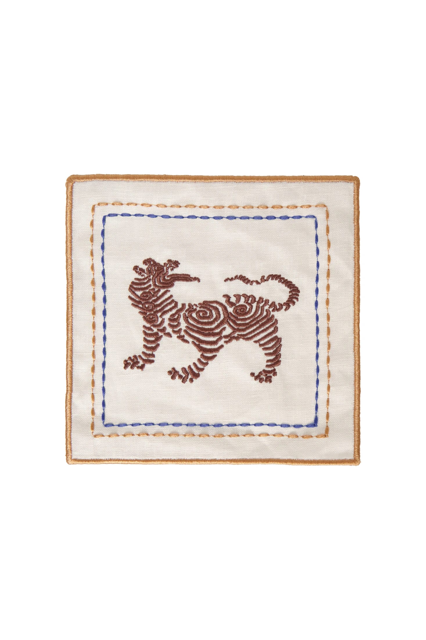 Tiger Cocktail Napkins / Ivory & Brown - Set of 4 - imagen 1