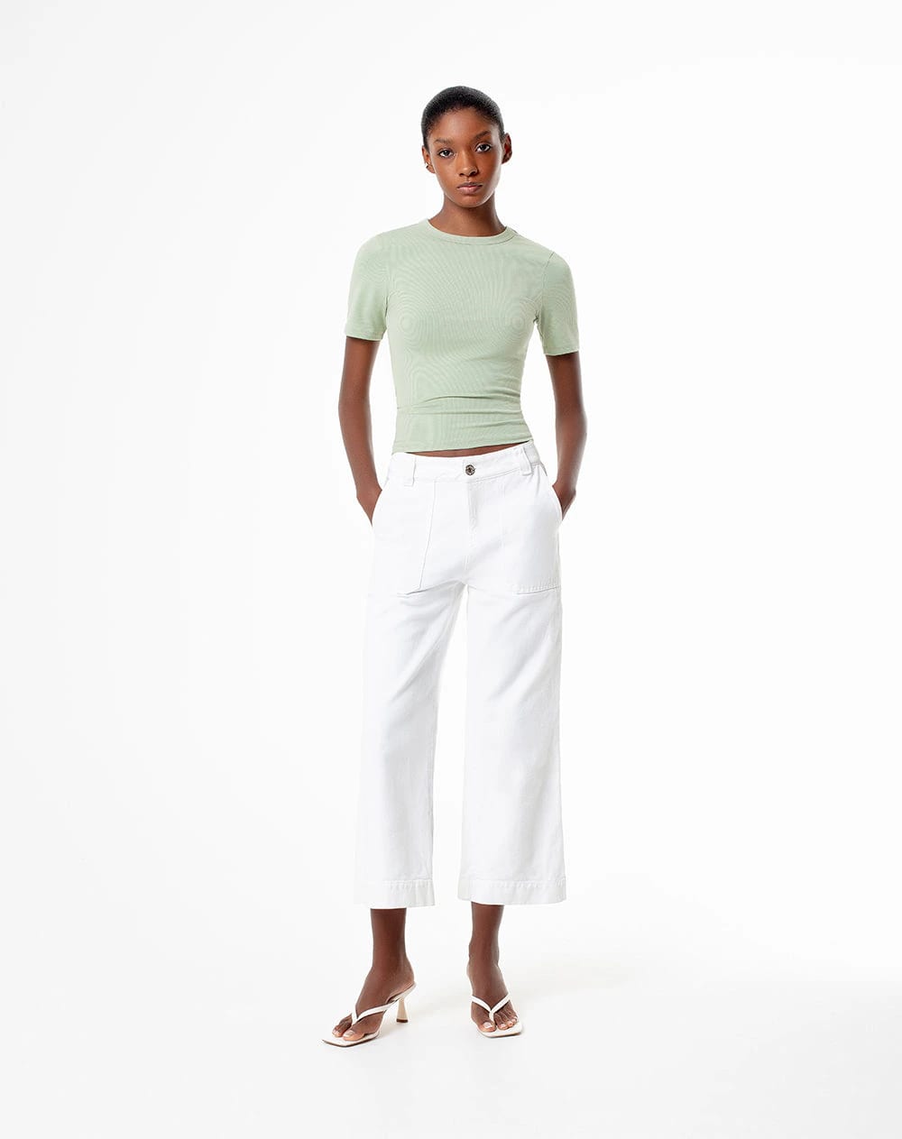 Camiseta slim algodón verde mujer - imagen 4