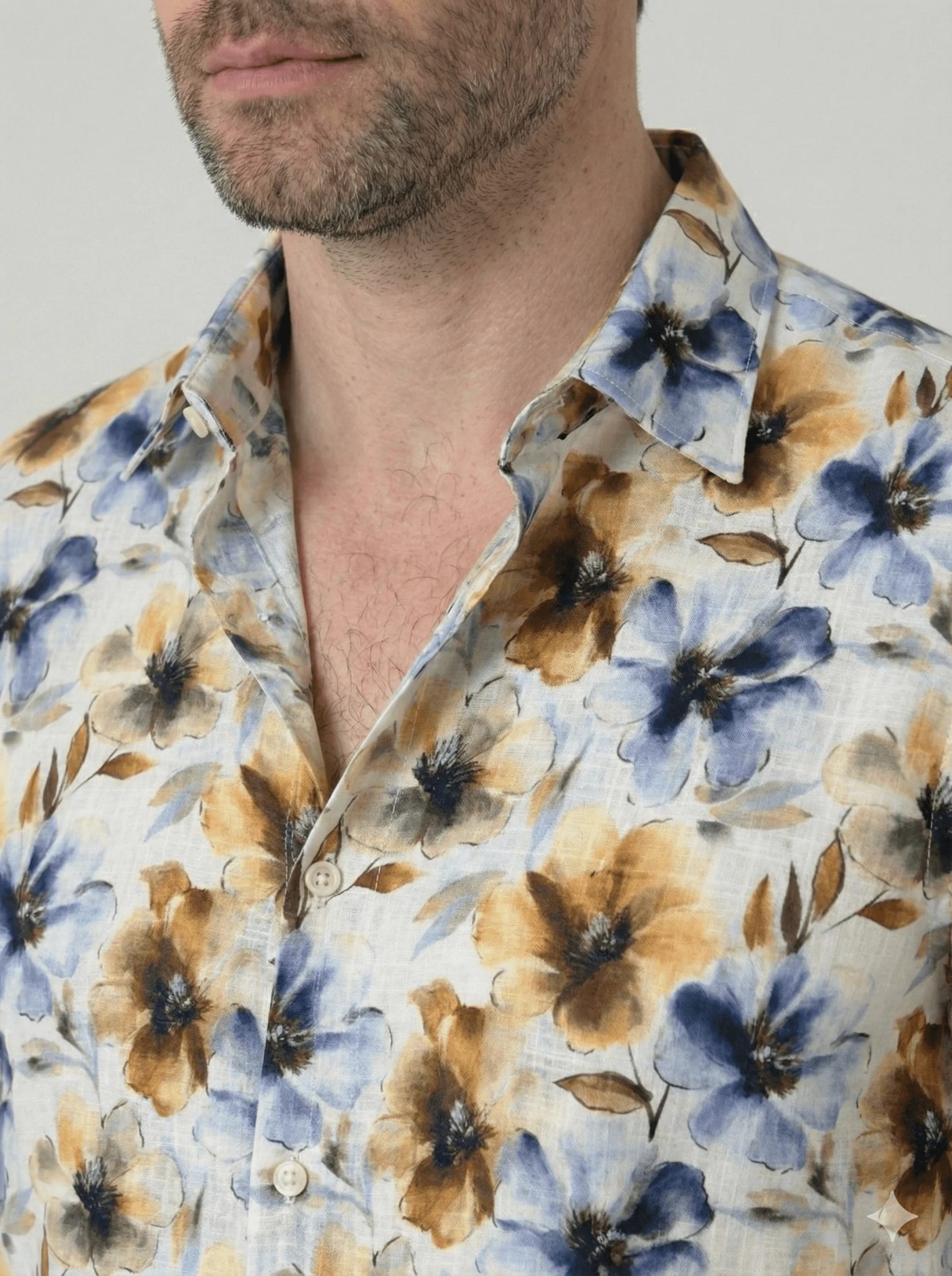 Camisa manga corta en Lino estampado de  flores para hombre Jon Sonen 017225024 - imagen 2