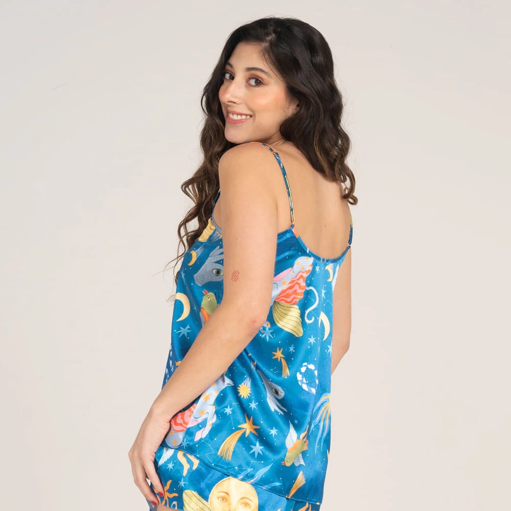 Camisa de Cargaderas Satin Estampado Alebrijes. - imagen 2