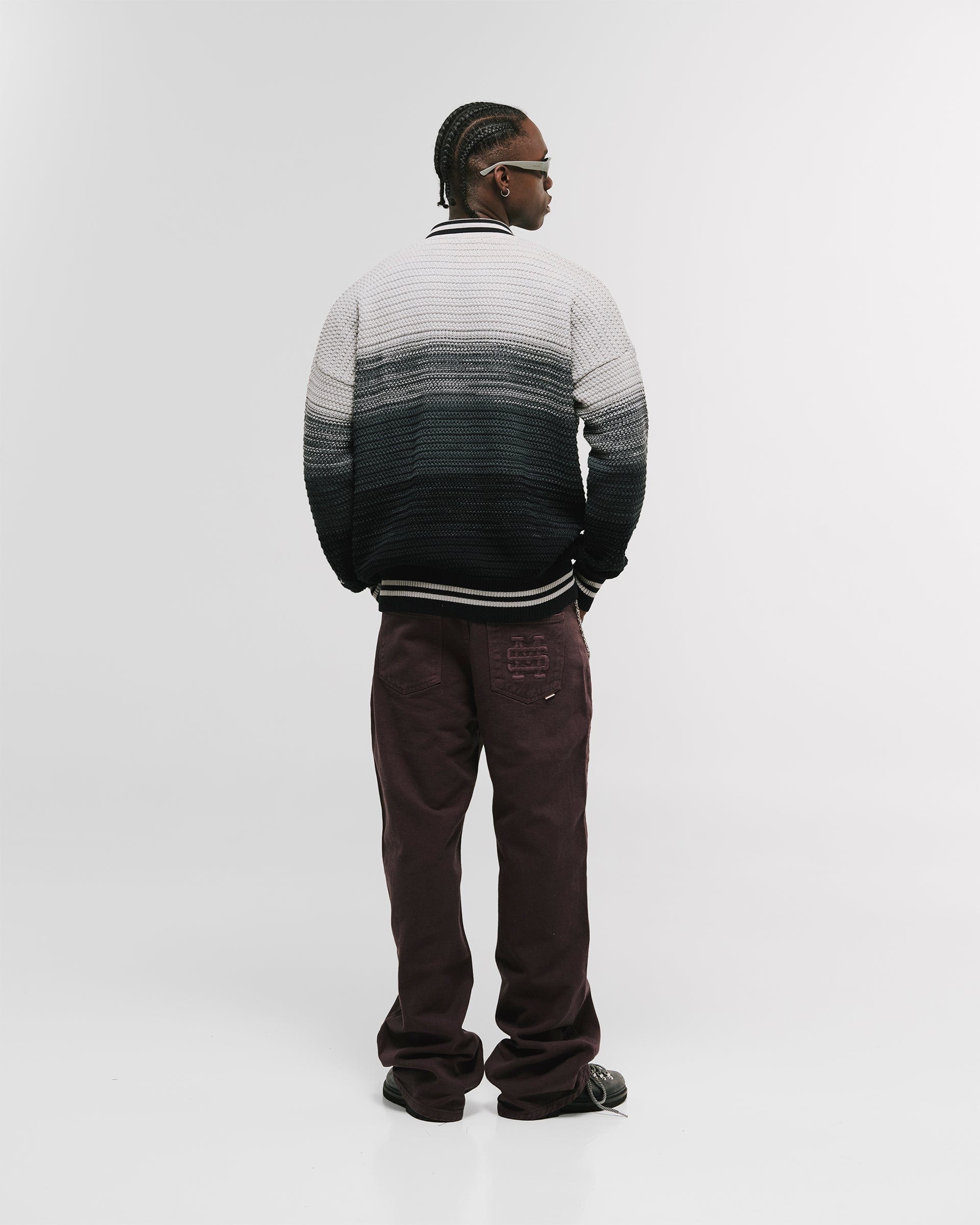Zip Polo Gradient Knitwear - Negro y Gris - imagen 3