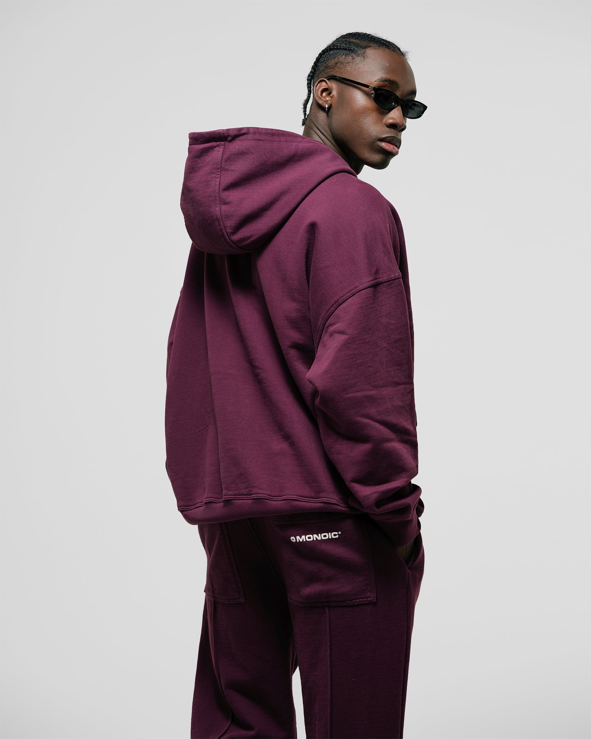 Zip Hoodie Oversized Básico V3 - Burgundy - imagen 4